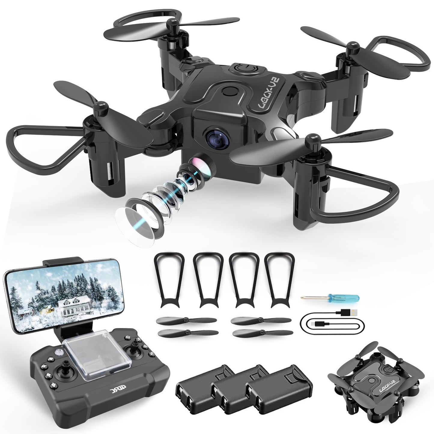 4DRC V2 Mini Drone with HD Camera | Foldable WiFi FPV Quadcopter for Selfie & Aerial Fun