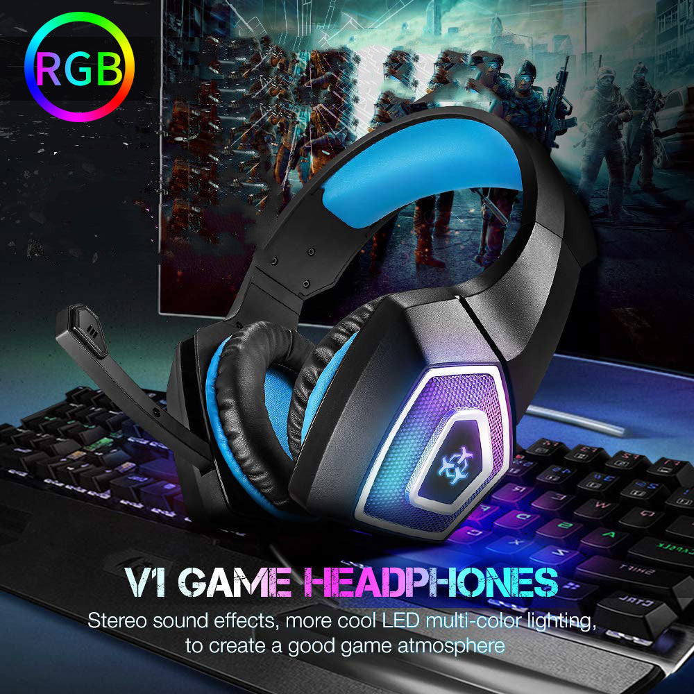 RGB Gaming Headset | Wired Over-Ear Headphones with Mic & LED Lights