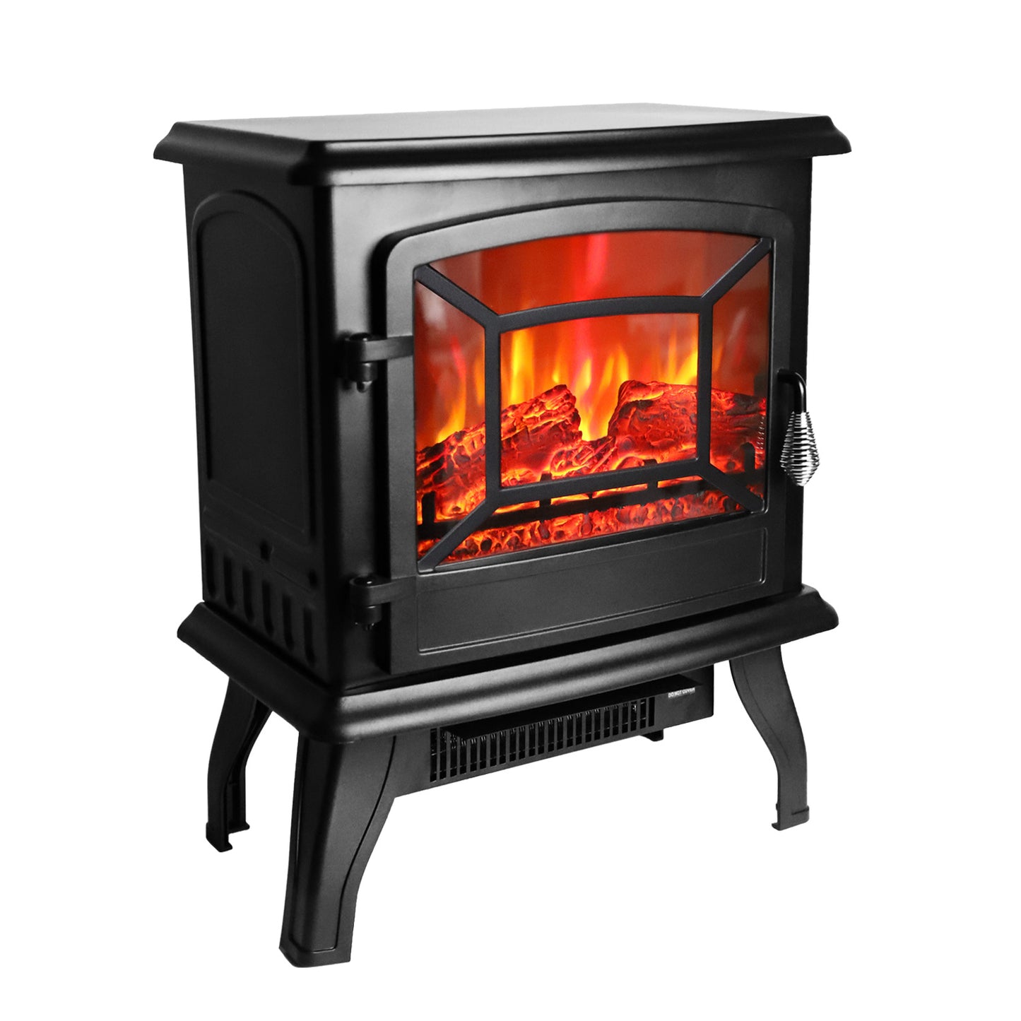 Freestanding Electric Fireplace Heater | 17-Inch 1400W Portable Indoor Heater with Realistic Flame Effect