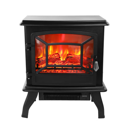 Freestanding Electric Fireplace Heater | 17-Inch 1400W Portable Indoor Heater with Realistic Flame Effect