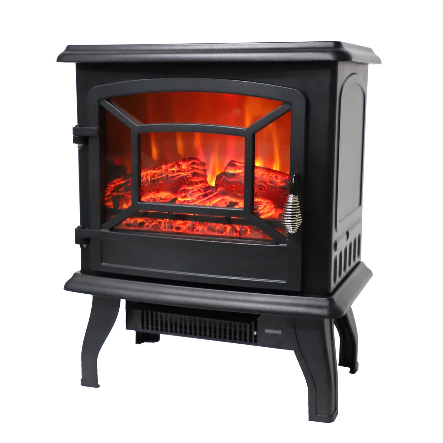 Freestanding Electric Fireplace Heater | 17-Inch 1400W Portable Indoor Heater with Realistic Flame Effect